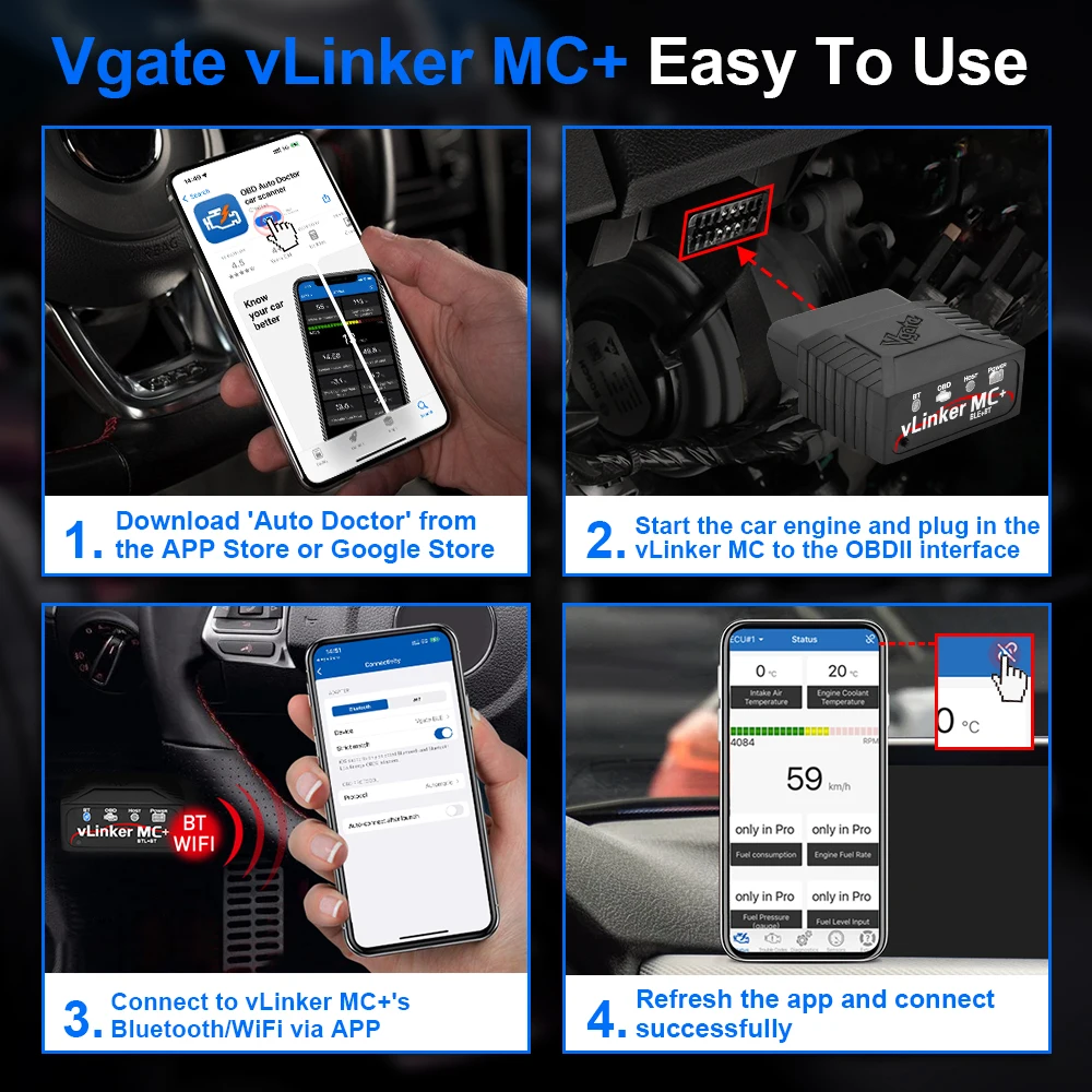 Vgate vlinker MC + ELM327 V2.2บลูทูธ4.0 OBD2เครื่องวิเคราะห์ OBD 2 WiFi bimmercode forscan เครื่องมือวินิจฉัยรถยนต์อัตโนมัติ ELM 327 V1 5