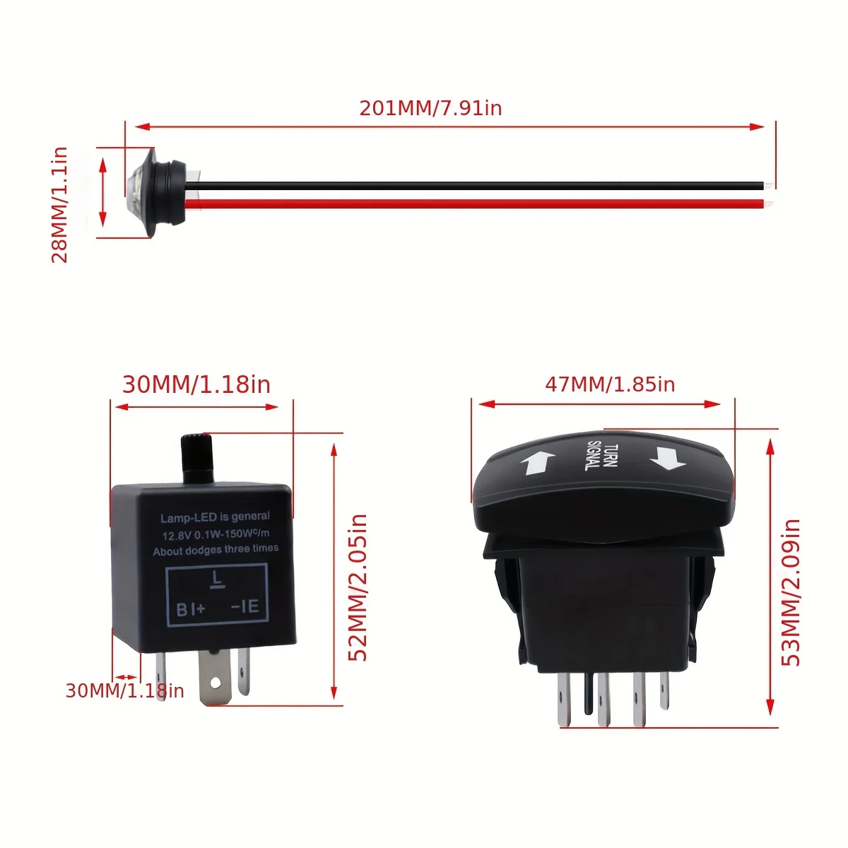 Universal ATV UTV SXS Street Legal Kit with Rocker Switch Turn Signal Light Horn Flasher Relay