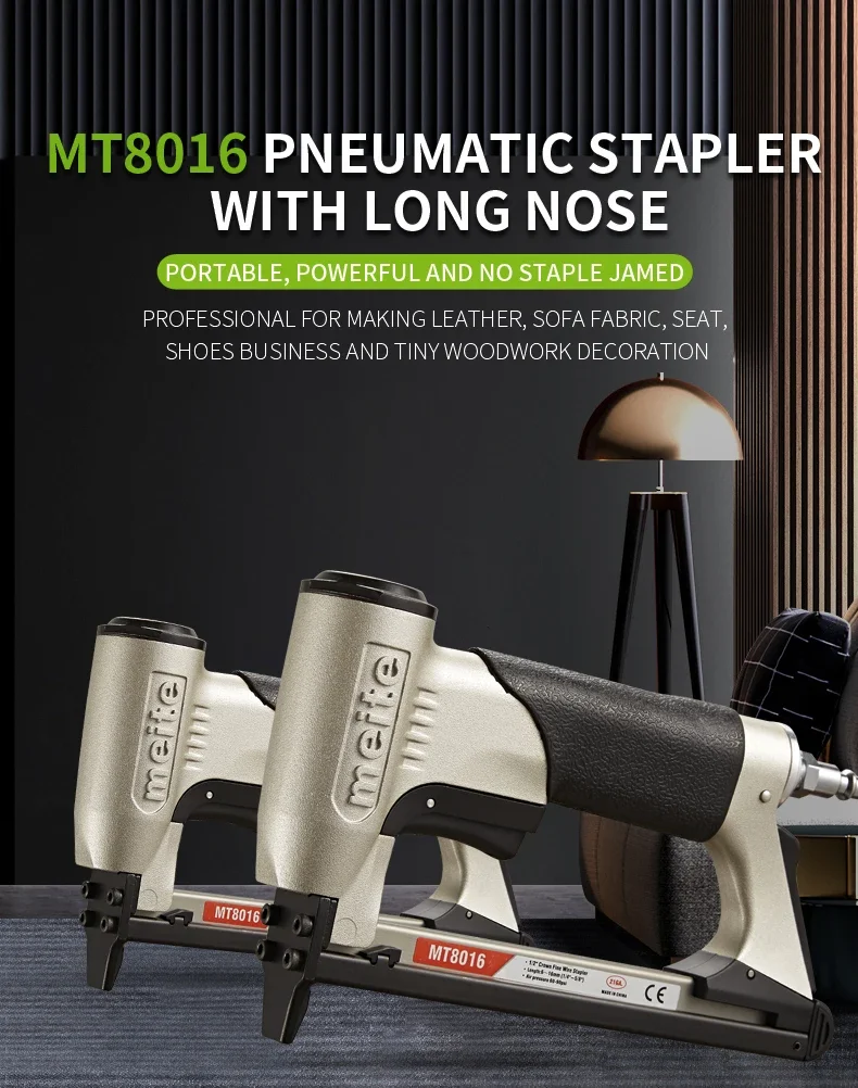 Meite MT8016 Pneumatic Fine Wire Stapler Upholstery Staple Gun For Furniture, Upholstering