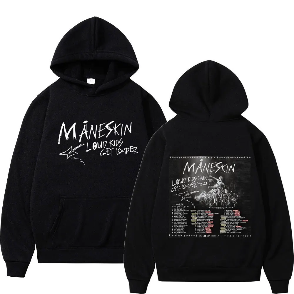 Maneskin Louds Kids Gets Louder Tour Graphic Hoodies Italian Rock Band Oversized Sweatshirts Men's Women's Vintage Clothing Kpop