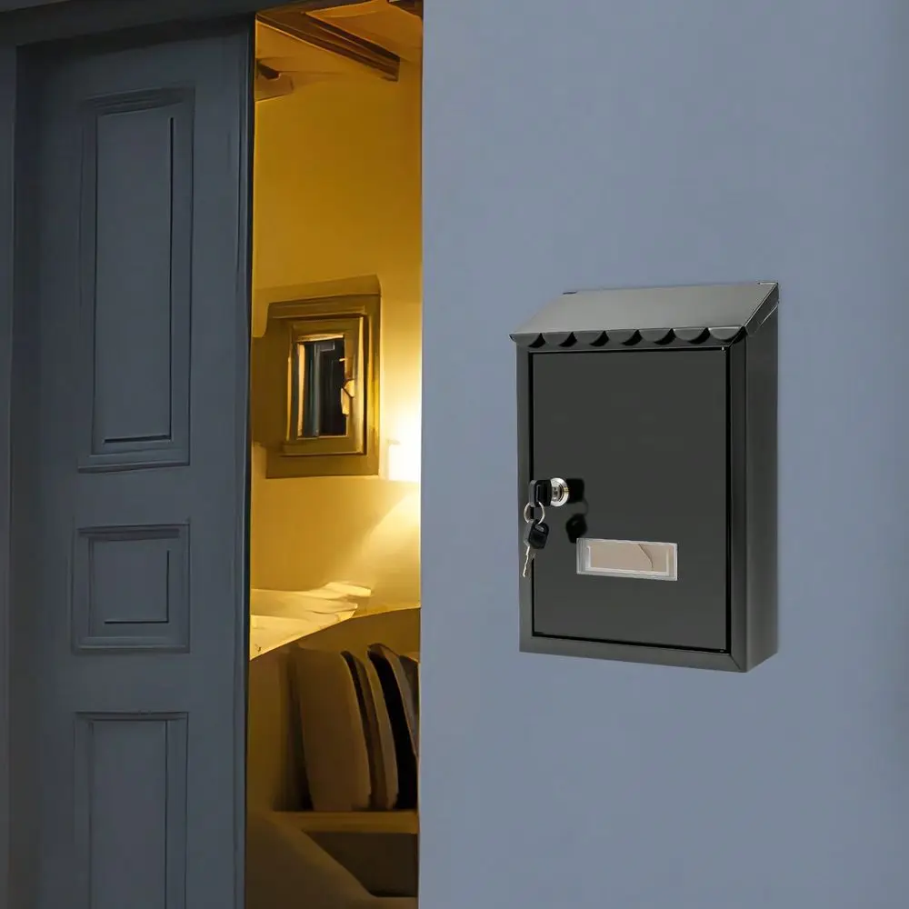 Iron Wall Mounted Mailbox, Letter Box With Key Lock, Lockable Mail Box With Visible Window, Home Apartment Mail Storage Collect