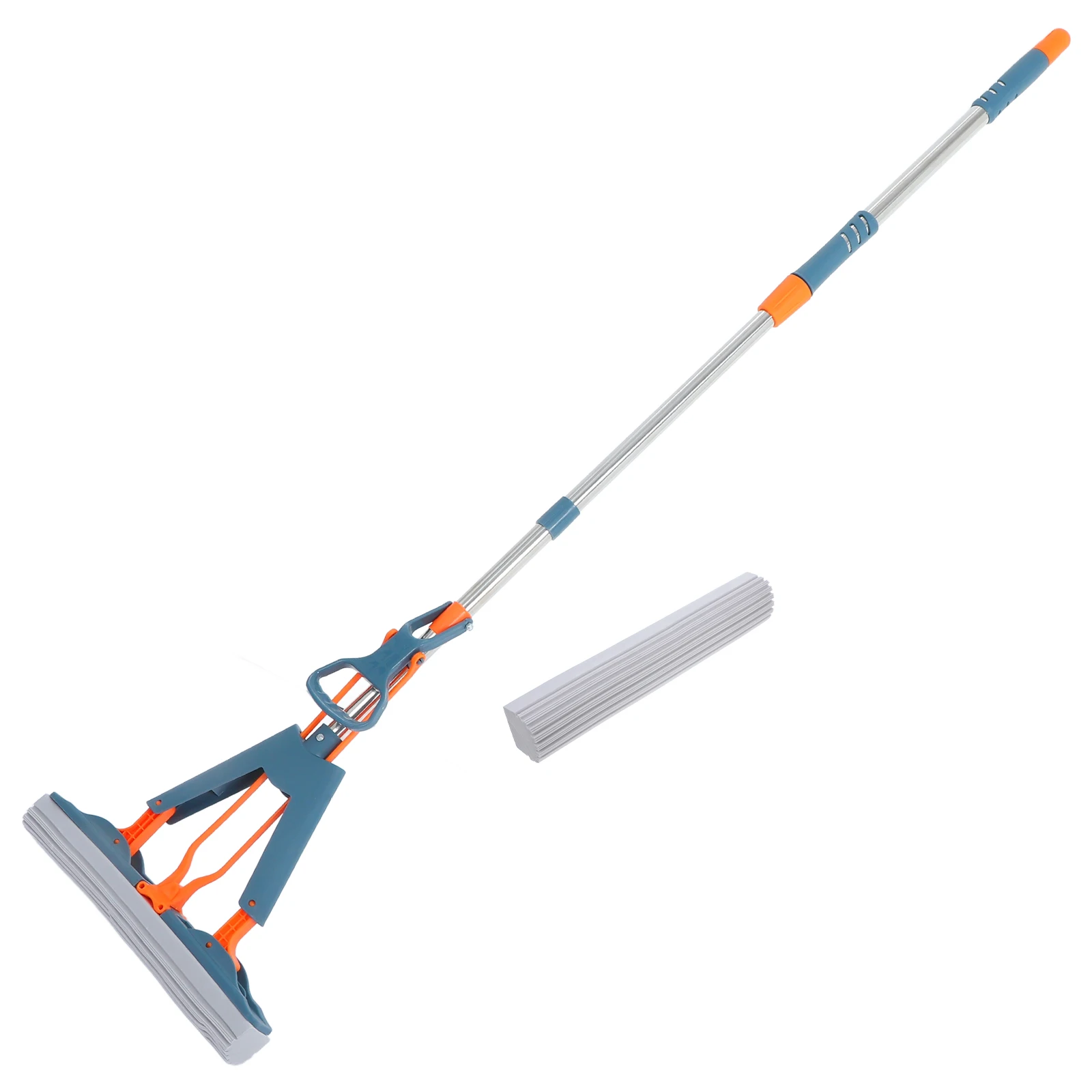 

Foldable Wet Mop 28cm White Cleaning Squeeze Mop Sponge Cleaning Squeeze No Washing Long H Replaceable Head