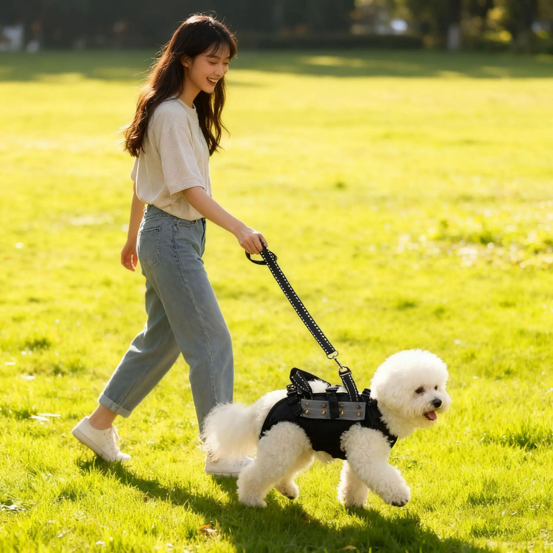 

Прочная шлейка для маленьких собак с технологией защиты от жевания — удобный нагрудный ремень и поводок для чихуахуа/мопса/пуделя