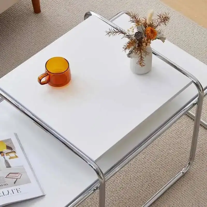 طاولة الصلب ميسا البساطة القهوة المتقدمة المعيشة الحديثة الجدول المرأة تصميم غرفة معدنية فريدة من نوعها القهوة سنترو فناء الأثاث العلوي #4