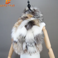 Hot Sale Women Winter Warm Natural Fox Fur Scarf Ring Knit Real Fox Fur Lady Fashion Neckerchief Scarves Women Real Fur Bandana