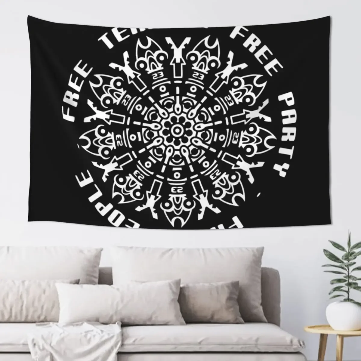 23FT001 - Tekno 23 free people free tekno free party Tapestry Luxury Living Room Decoration Home Decoration Tapestry