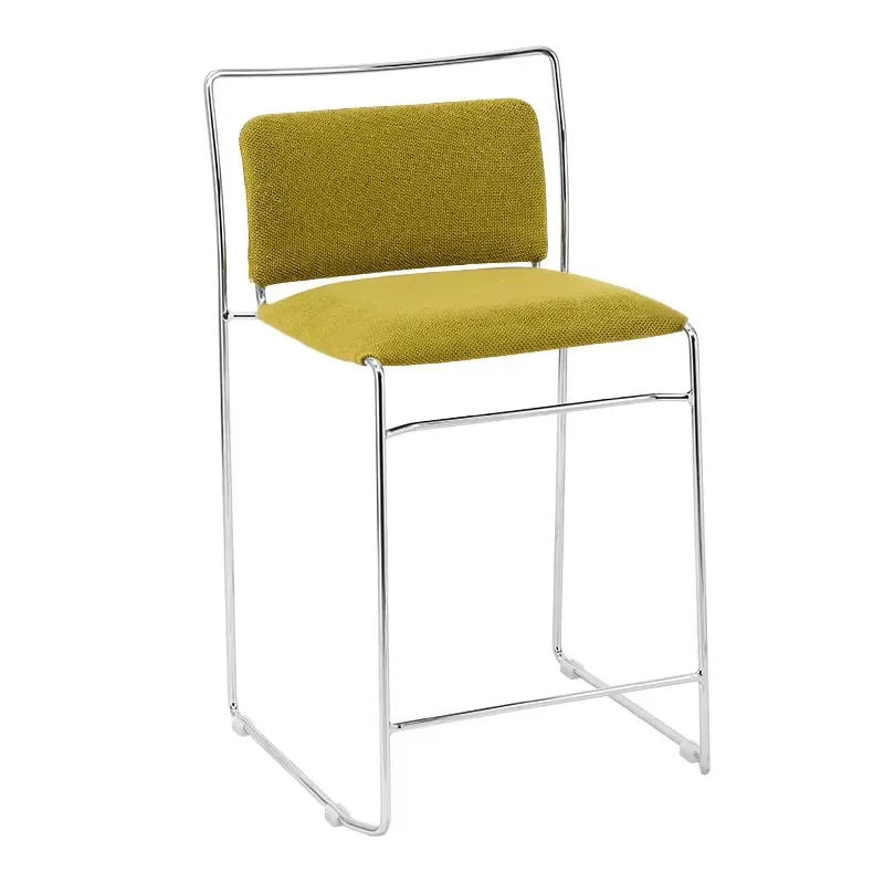 Modern Chrome Bar Stool with Footrest Adjustable Height Swivel Seat Cushion Back Support for Kitchen Hotel Wholesale OEM Use