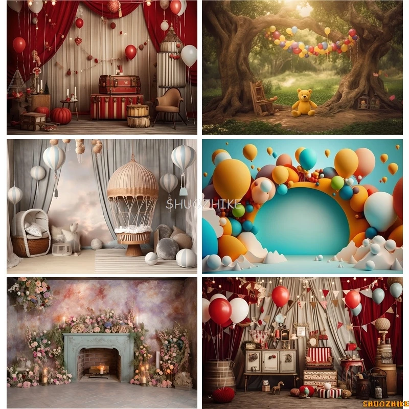 

SHUOZHIKE Happy Birthday Photography Backdrops Newborn Airballoon Celebration Children Photo Studio Background Props TA-78