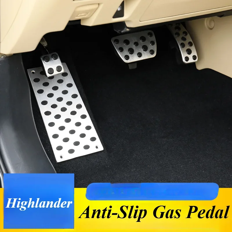 For 15-19 &2020 Toyota Highlander Brake Pedal Protector Cover  Aluminum Alloy Upgrade Foot Pedal Pads Cover CarMats Accessories