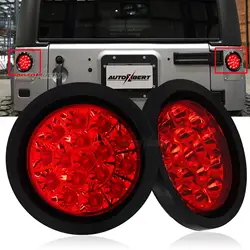 2PCS Round LED Red Tail Lamp Reversing Brake Warning Rear Fog Running light For Jeep Trailer Truck SUV RV Caravan Pickup VAN Bus