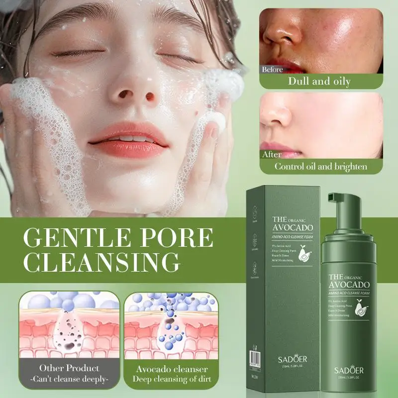 Sadoer Avocado Moisturizing And Brightening Facial Cleanser Refreshed Cleansing Foam For Firming Smoothing And Delicate Skin