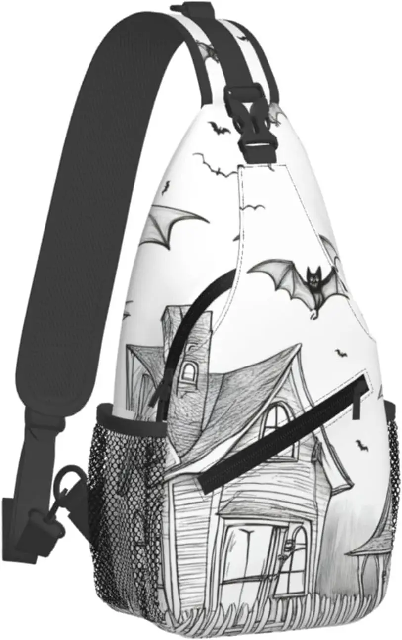 Murciélagos voladores de Halloween 1 bolso cruzado diario con estampado, mochila de hombro, bolso de pecho, mochilas, para viajes al aire libre, informal
