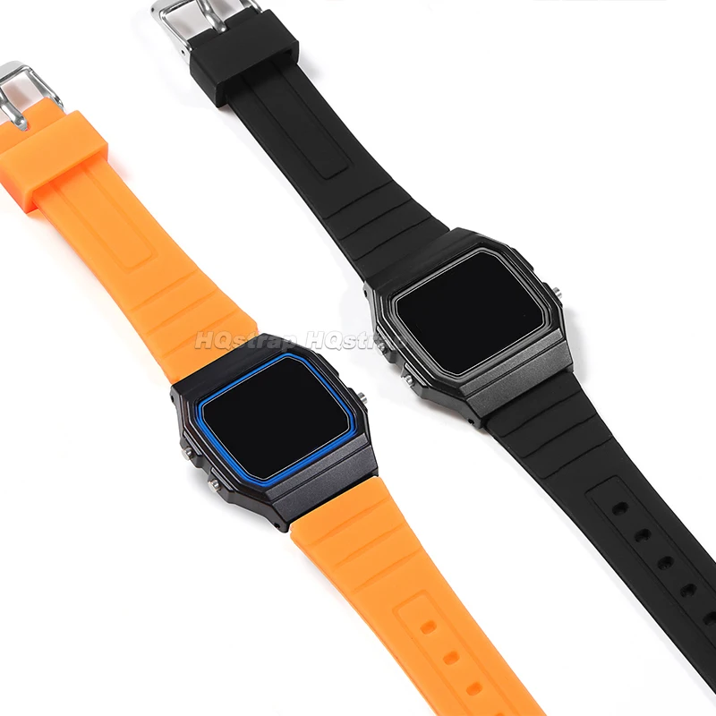 Silicone Strap 18mm for Casio F-91w Watch Band Rubber Waterproof Bracelet Universal Replacement Wristband Soft Sport Watchbands