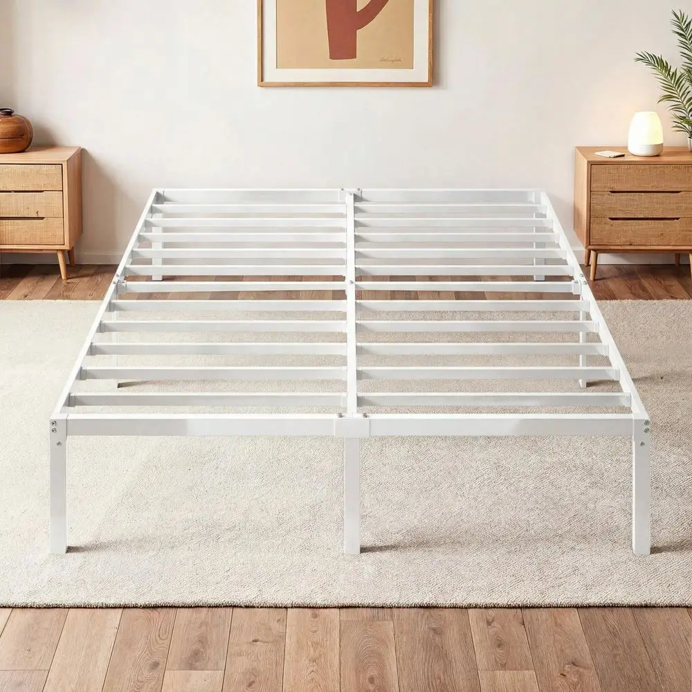 

Металлическая кровать CERLIN Twin Full Queen King Size, белая, 14 дюймов, с усиленной стальной решеткой и местом для хранения под кроватью