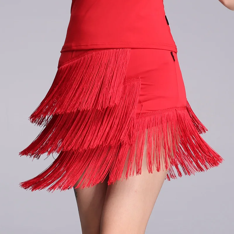 Women Latin Dance Skirt One Piece Ballroom Rumba Samba Tassels Dancewear Adult Female Training Chacha Safety Performance Costume