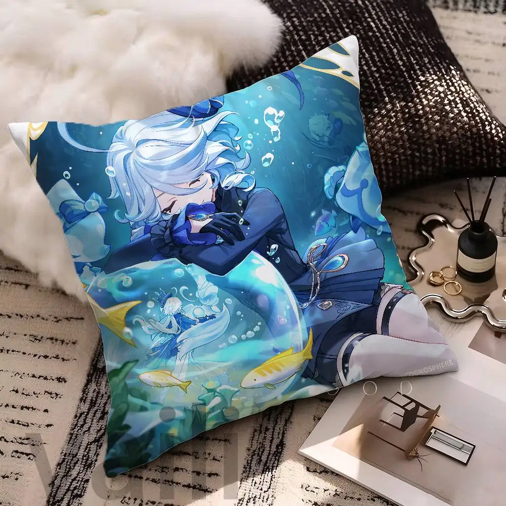 F-Furina Polyester Printed Pillow Cover Square 30 35 40 45 50 55 cm Soft for Sofa Bed Car Home Decor