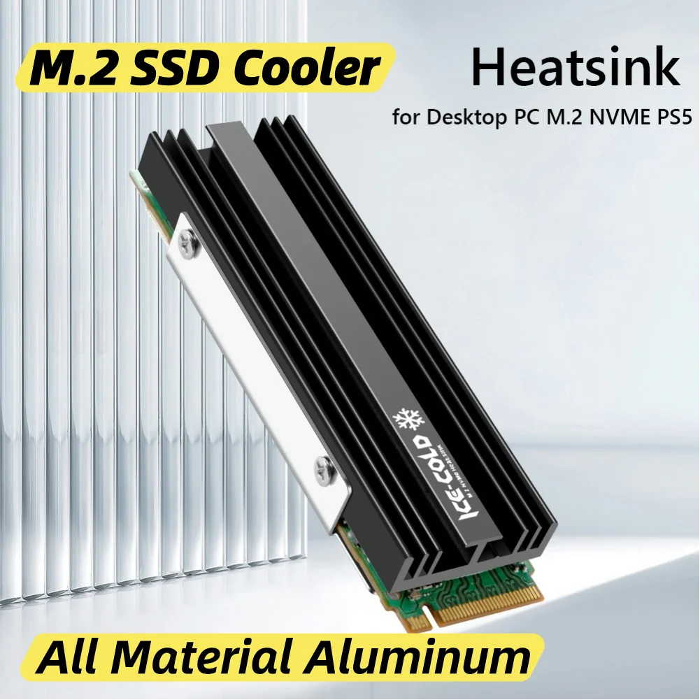 M.2 NGFF NVME 2280 SSD المبرد مع وسادة حرارية من السيليكون تبريد المبرد سبائك الألومنيوم للكمبيوتر المكتبي PS5 المبرد