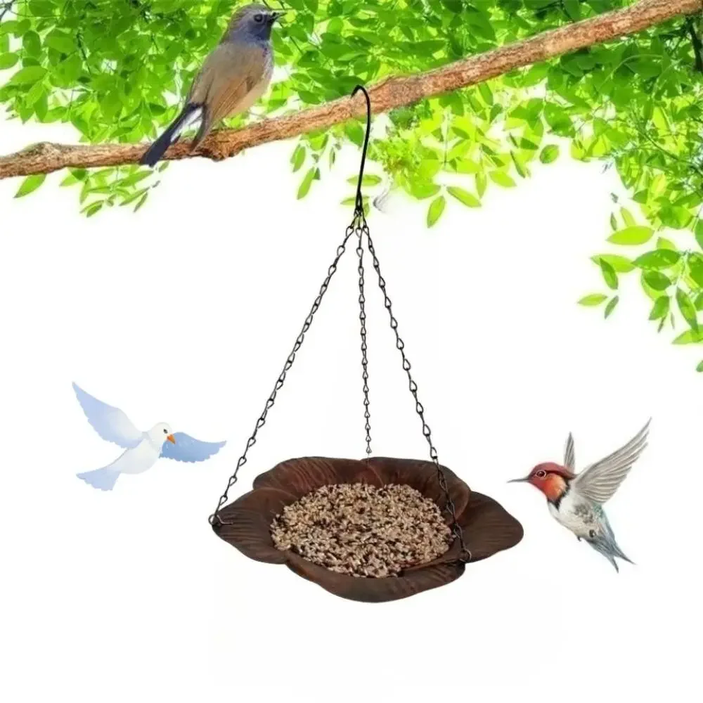 Wrought Iron Metal Bird Feeder Convenient Large Capacity Bird Hanging Food Dispenser Durable Balanced Bird Water Bowl Drinking