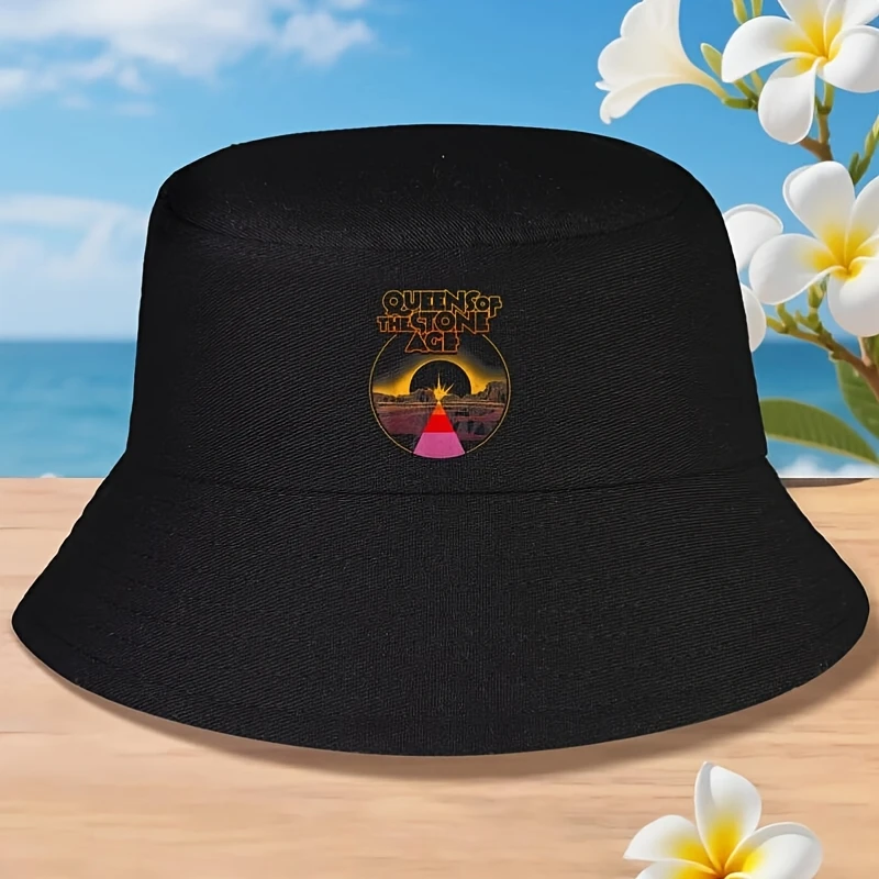 

Official Queens Of The Stone Age Desert Sun Bucket Hat Unisex Black Band Logo Design, Wide Brim Sun Protection, Machine Washab