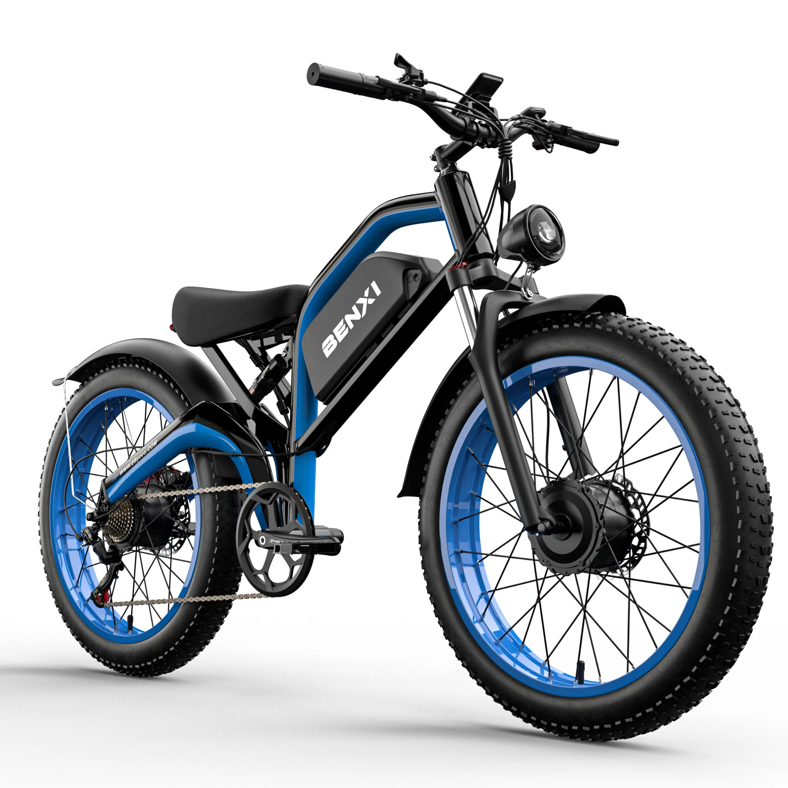 Electric Bike Dual Motor 2000W 26-inch Fat Tire Adult Electric Bike 52V 23Ah Removable Battery Speed 50km/h Hydraulic Oil Brake