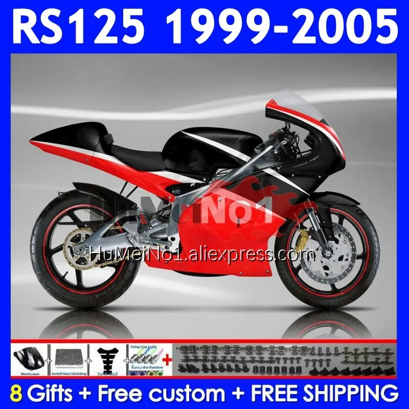 RS125R For Aprilia RS 125 R RR RS4 RS-125 311No.8 RS125 99 00 01 02 03 04 05 Red black 1999 2000 2001 2002 2003 2005 Fairing