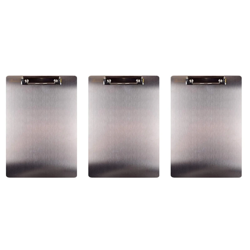 3X Metal Clipboard Folder A4 Stainless Steel Clip Board Bill Storage Folder Writing File Board Menu Splint For Business