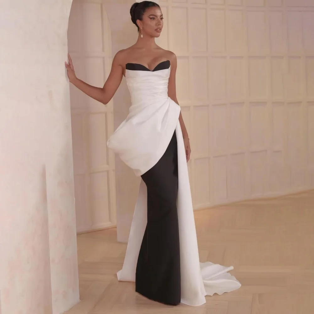 Maßgeschneiderte, exquisite, ärmellose, bodenlange Abendkleider, bezauberndes Ballkleid mit V-Ausschnitt und Rüschen, Meerjungfrau-Partykleid