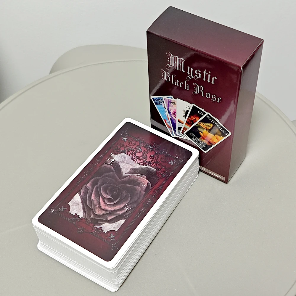 10.3*6cm 78 Pcs Mystic Black Rose Oracle Deck Situations Tarot Cards Twin Flame Love Keywords Deck Healing Shadow Work Unique