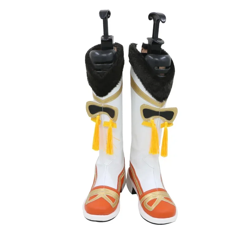 Yaoyao Scarpe Cosplay Genshin Impact Scarpe in pelle PU Stivali di Carnevale di Halloween Puntelli Cosplay Realizzati su misura