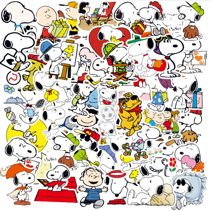 

50/100 шт. наклейки Снупи, мультяшные, для декора ноутбуков, скейтбордов, тетрадей, багажа, водонепроницаемые, граффити-стикеры, детские игрушки