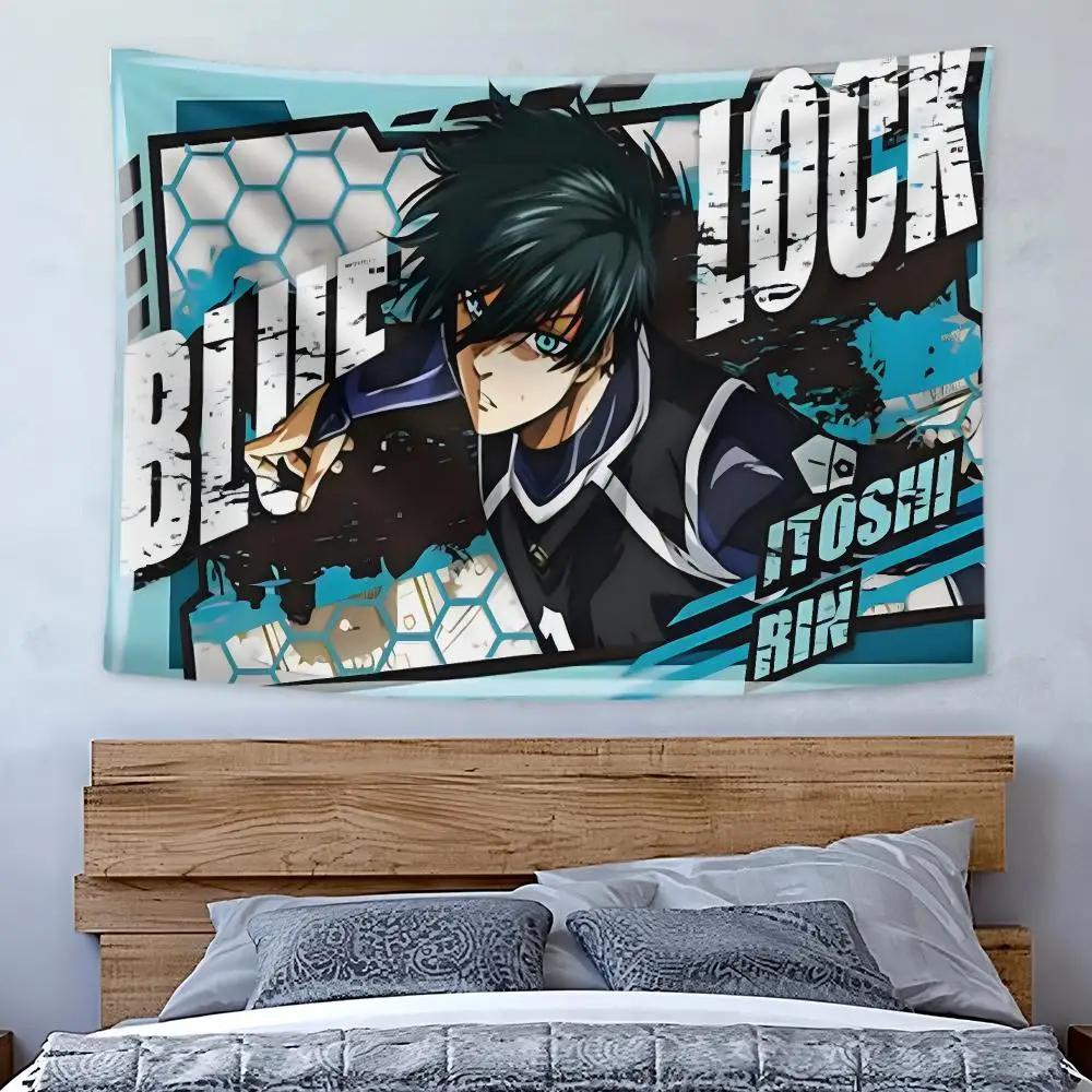 Sports Anime B-Blue L-Lock Tapestry Art Decor Banner Microfiber Backdrop for Bedroom Living Room Bar Garden Party