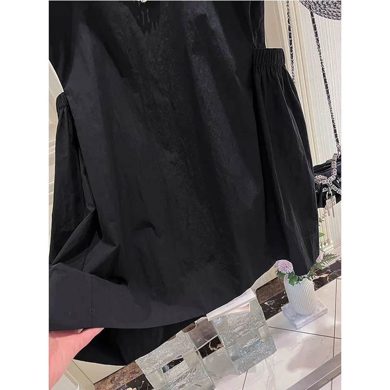 الإناث عادية الكورية بلون س الرقبة أكمام بلوزة الصيف مزاجه مطوي قمصان ملابس حريمي فضفاض البلوز تي شيرت