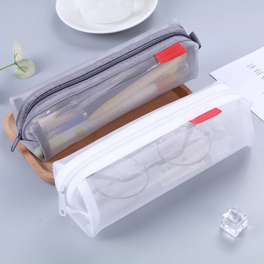 3 шт. стильные сумки-карандаши на молнии большой емкости органайзер для канцелярских принадлежностей портативная сумка для хранения ручек для студентов сетчатая сумка-карандаш