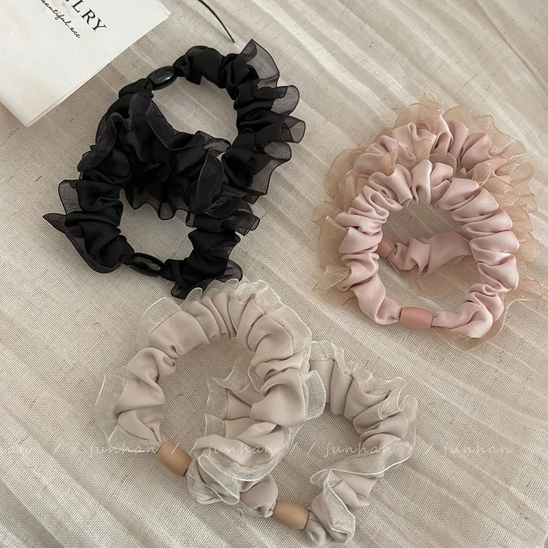 Basic Style Mesh Head Rope Small Size Fabric High Elastic Sausage Ring Korean Hair Ring Hair Rope Hair Accessories