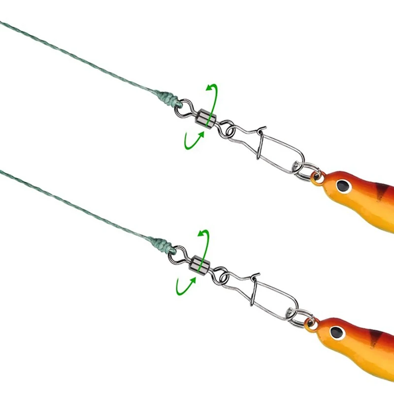 100 Stück Drehwirbel-Angelverbinder, Rollwirbel mit Karabiner, Edelstahl-Wirbel, Angelköder-Haken, Angelzubehör – Detail 3