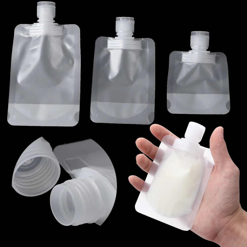 1pcs 30/50/100ml Clamshell Packaging Bag Stand Up Spout Pouch Plastic Hand Sanitizer Lotion Shampoo Makeup Fluid Bottles Travel