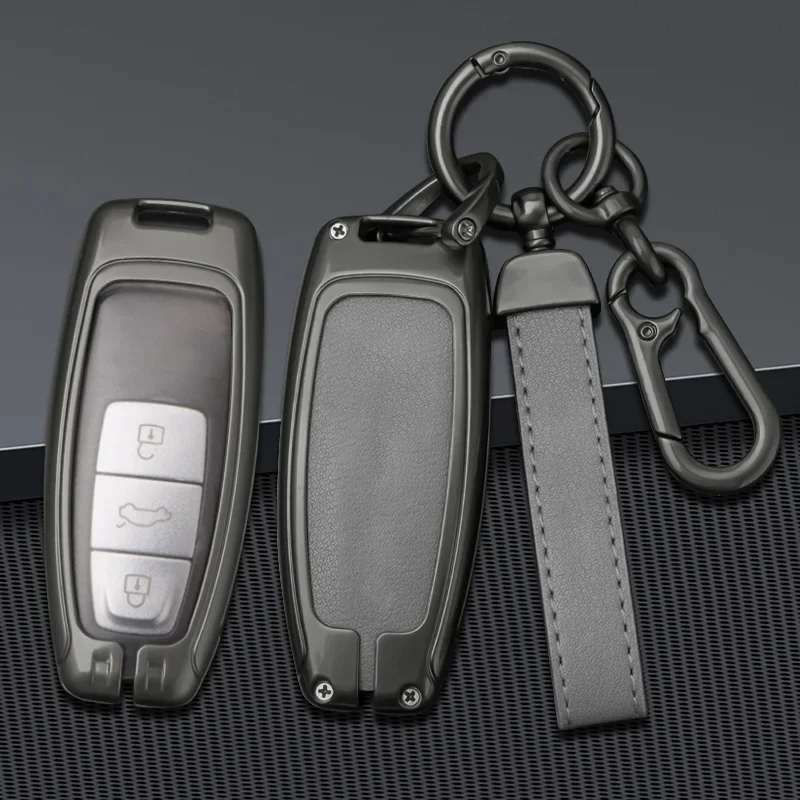 Alloy car remote key case cover keychain protection shell fob for Audi A3 A4 B9 A6 A7 4K A8 e-tron Q5 Q8 C8 D5 sq8 accessories