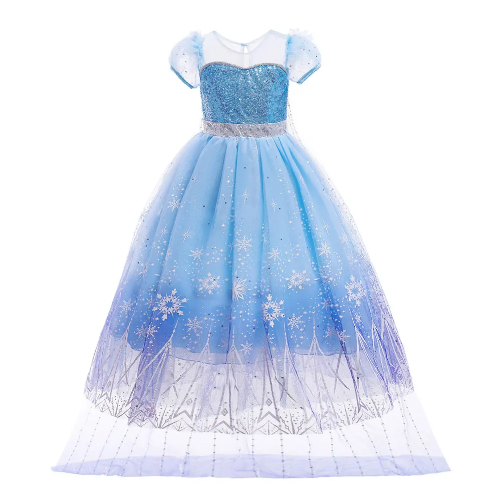 Little Girl Frozen Anime Costume Snow Queen Carnival Elsa Princess Dress 2024 Halloween Frozen Disguise Kid Christmas Party Gown
