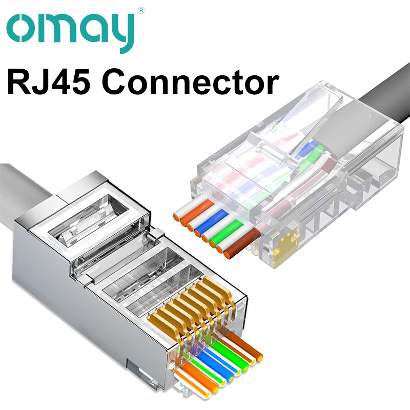 CAT6 CAT5E connecteurs de réseau à fiche modulaire RJ45 UTP 50u plaqué or 8P8C extrémité à sertir pour câble Ethernet