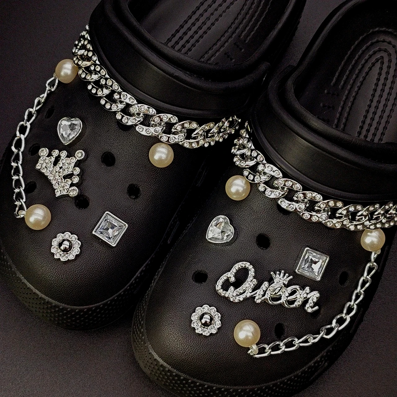 Шикарные подвески для обуви с серебряной короной для королевской обуви, комплект украшений для садовой обуви, женские элегантные аксессуары, декор тапочек для свадьбы, пляжной вечеринки