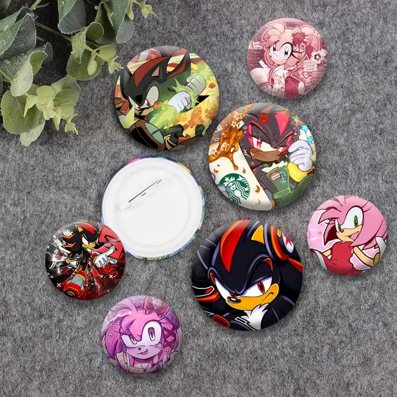 Cartoon Character S-Shadow The Hedgehog Amy Rose Badges Funny Game Role Soft Button Pin for Hat Bag Jewelry Brooch Accessories