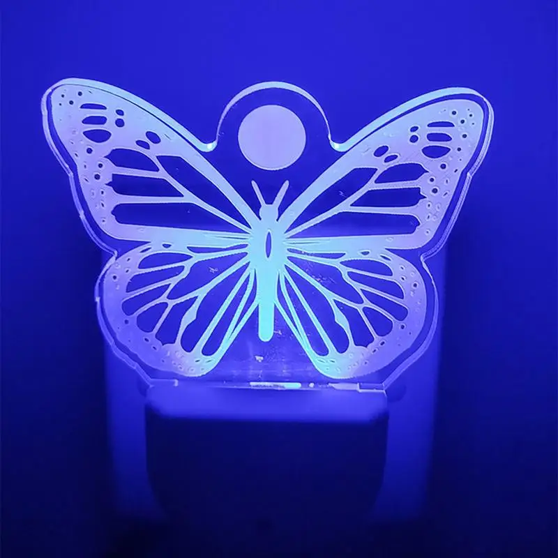 Butterfly Wall Night Light 6 Colors LED Kids Night Light Plug In Children Room Atmosphere Lighting