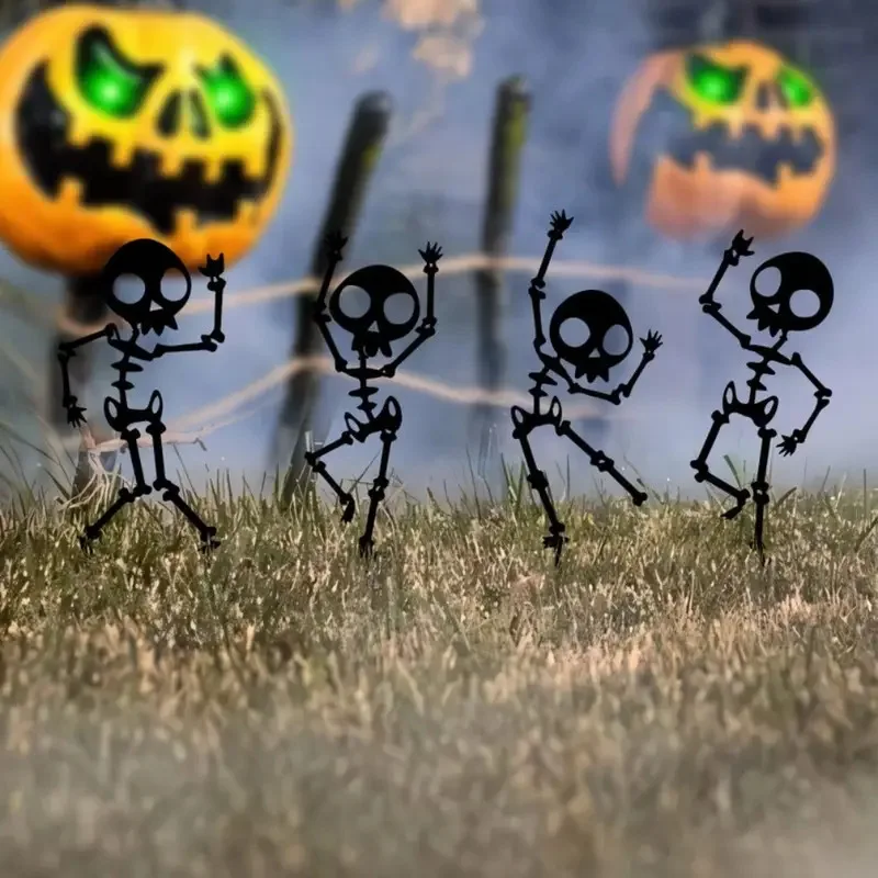 Halloween Skull Garden Stake Set, Outdoor Lawn Decorations, Easy Installation Halloween Party Supplies, Spooky Yard Ornaments