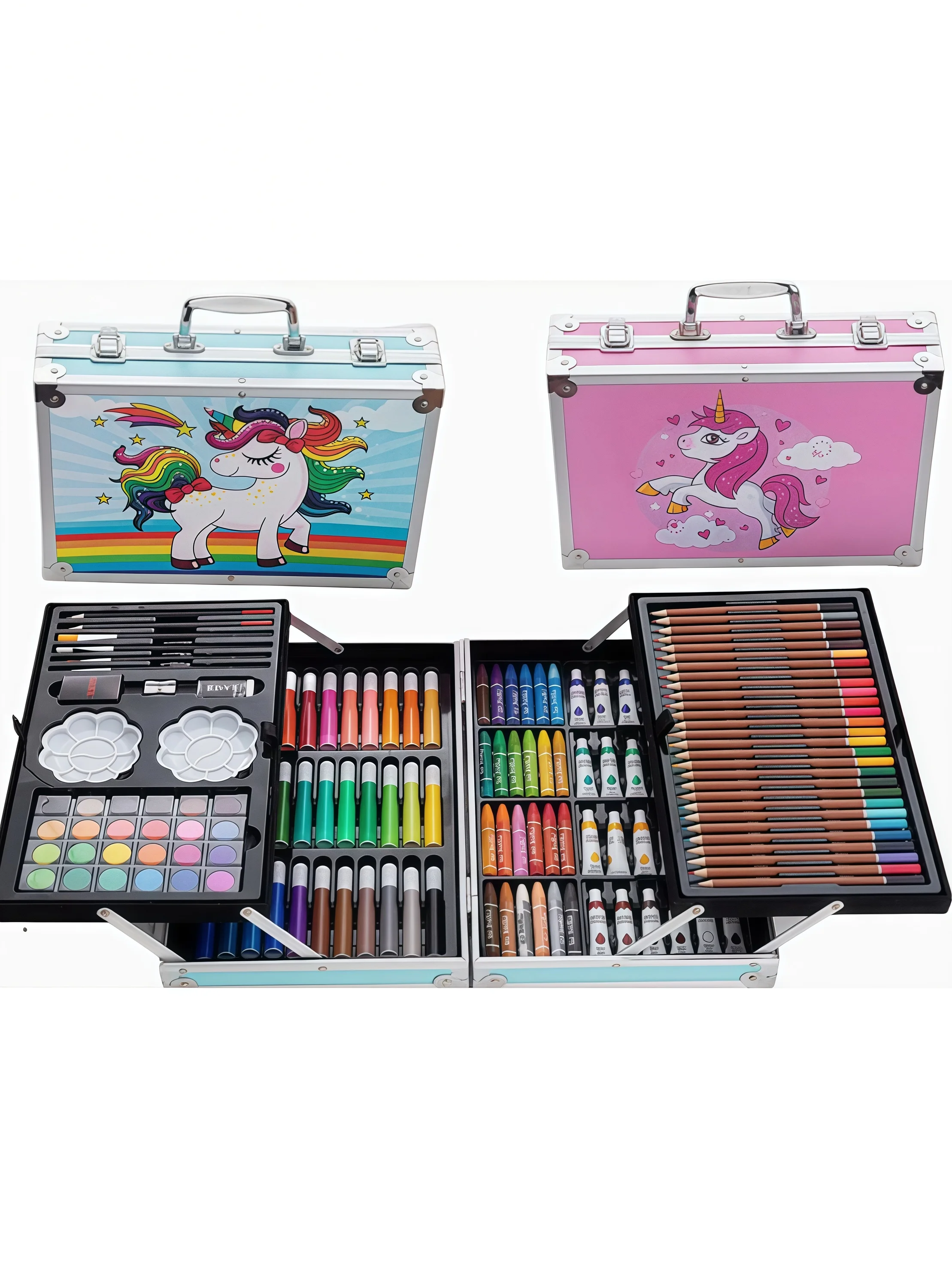 145-Color Kids' Watercolor Pen Set in Aluminum Case |   Art Stationery for Drawing & Doodling