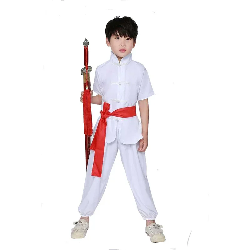 Kind männer frauen Chinesische Traditionelle KungFu Uniform Für Jungen Mädchen Wushu Kostüm Anzug Set Tai Chi Folk leistung bühne Outfit