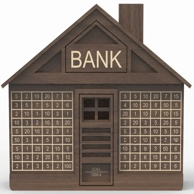 Wood Money Box for Cash House Savings Money Box  1000 or 2000 Euros Adult Money Counting Bank  Wooden Counter Money Boxes