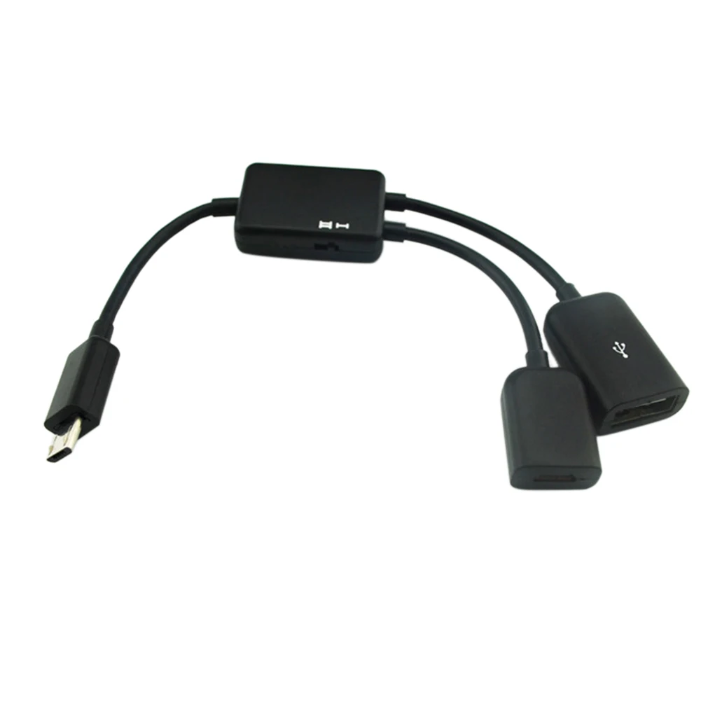 Connect Keyboard Transfer OTG Micro USB Black Multifunction Splitter Charge 2 In 1 Durable TV 0.2 M Adapter Cable