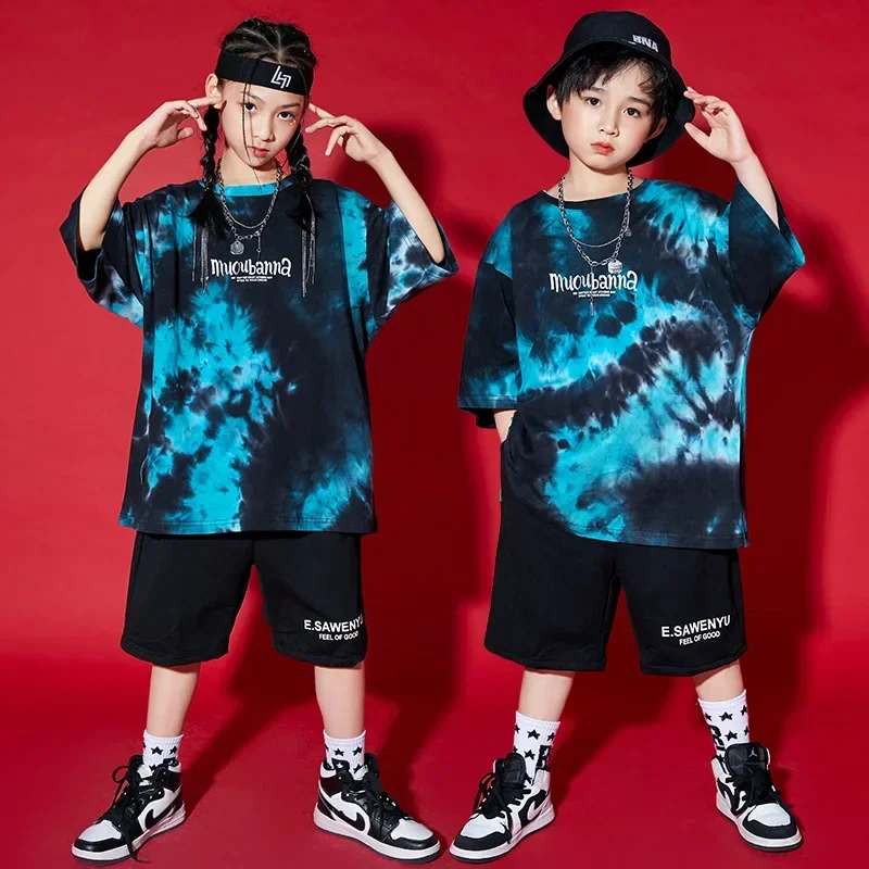 Boys Summer Sport Clothes Hip Hop Sets Tie Dye T Shirt + Shorts 2Pcs New Cool Teenager Kids Streetwear Casual Outfits 3-14 Years