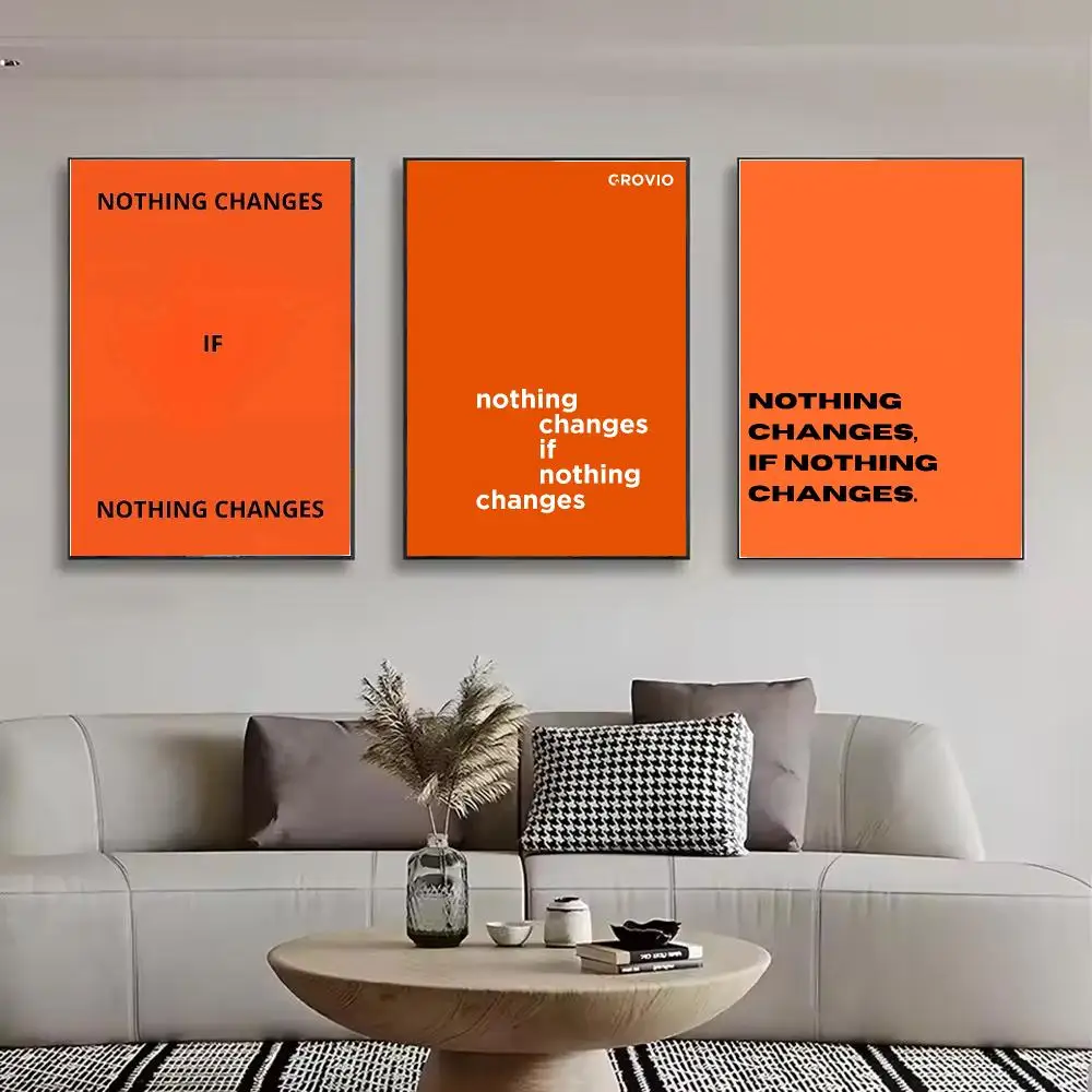 Nothing Changes If Nothing Changes Painting Calligraphy Canvas Poster Wall Art for Bedroom Living Room Home Decor Gift