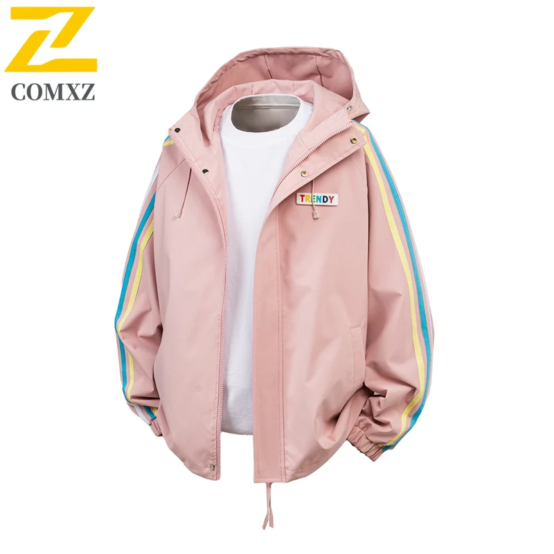 Autumn 2025 New Jacket Men's Youth Trendy Loose Waterproof Hooded Coat Male Casual Outdoor Sports Bike Long Sleeve Windbreaker